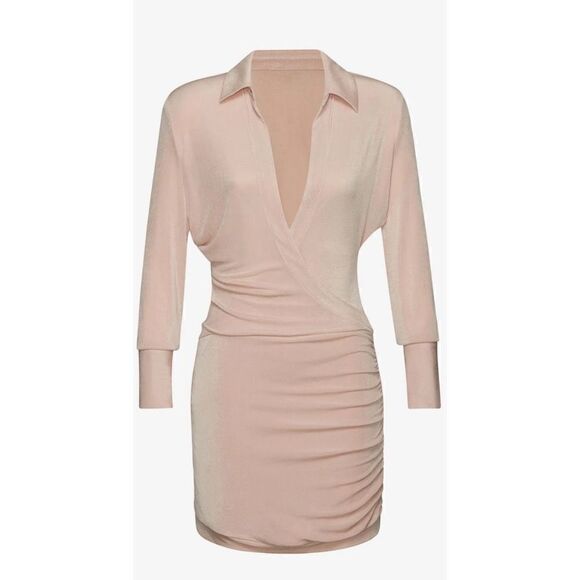 SER.O.YA CAMI RUCHED SHIRT DRESS BEIGE XS - Picture 2 of 10